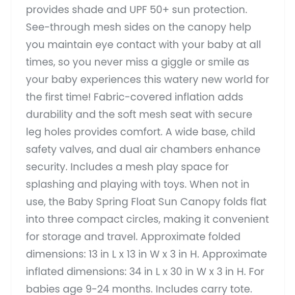 9-24 months water float with removable canopy - Picture 6 of 6